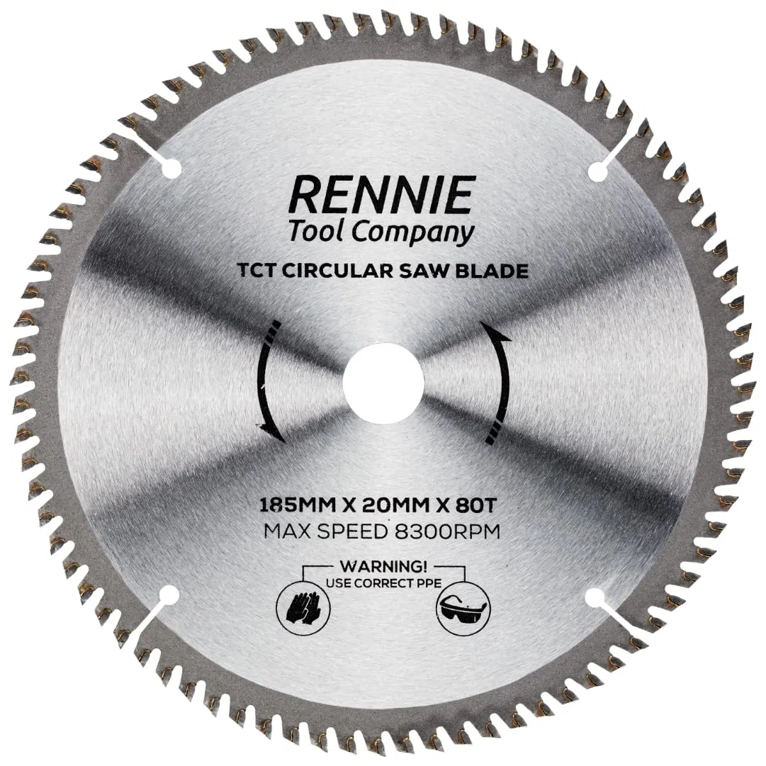 Lama per sega circolare da 185 mm x 20 mm x 80 denti, per tagli fini da 20 mm + anelli di riduzione del foro da 16 mm, adatta per seghe circolari Evolution Bosch, Makita, Ryobi, DeWalt, ecc