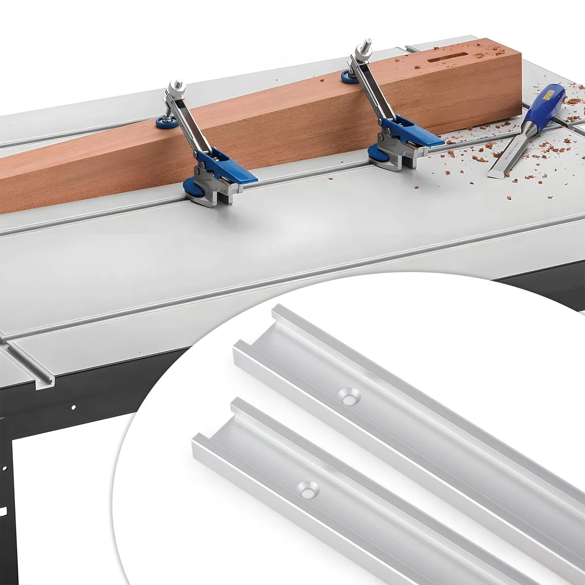 DBREAKS 4 Pezzi T-Track, 400 mm T-Slot Track in Lega di Alluminio, Binario a T, Binari con Scanalatura, T-Track con 12 Viti Autofilettanti per la Lavorazione del Legno(30mm)