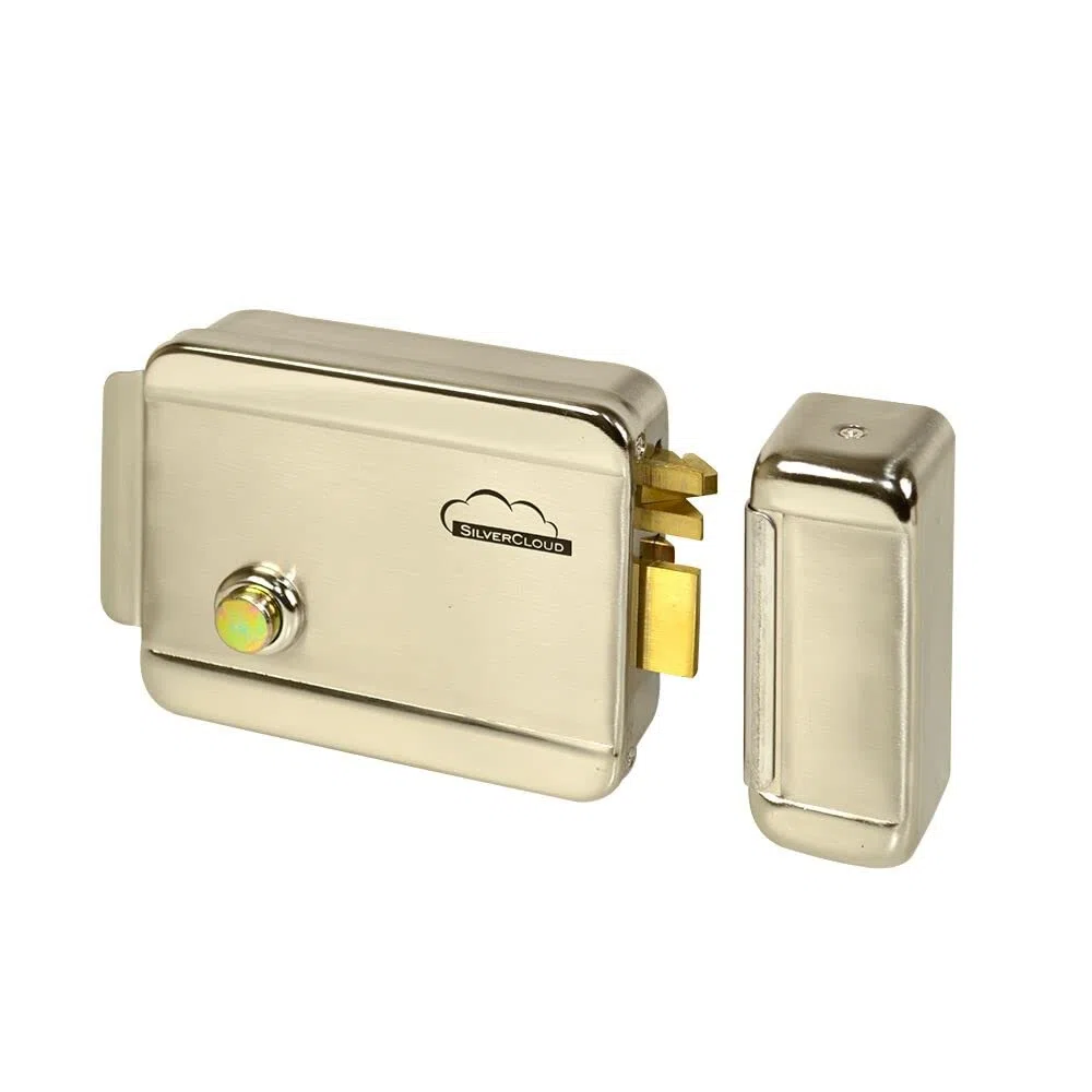 Serratura Elettrica da Applicare 12V Mano Sinistra Cilindro con 3 chiavi mancino, 12 V, Chiusura Normale Fail-Secure, Acciaio Inox, Pulsante di sblocco Acciaio Inox, Pulsante di sblocco YL-500