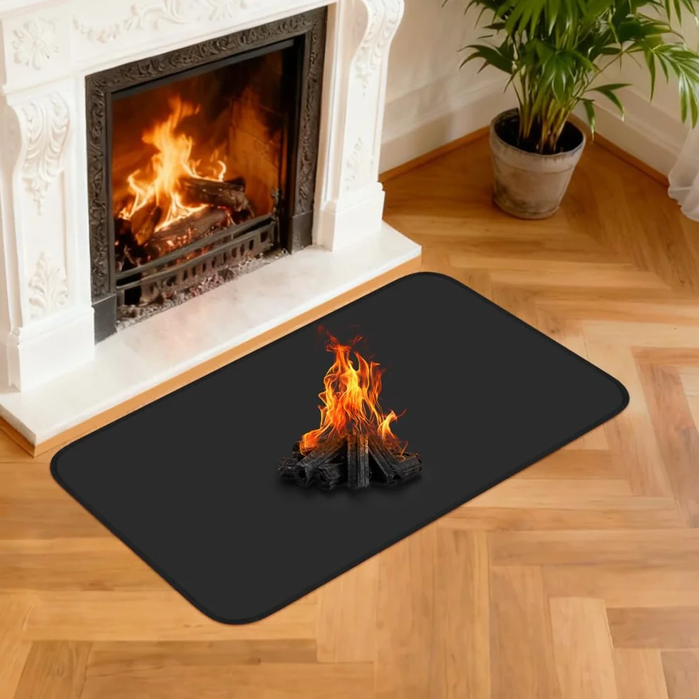 Tappetino Ignifugo, 100 * 60CM Tappeto Ignifugo per Camino,Resistente al Fuoco, Calore, Antiaderente, Tappetino Protettivo per Pavimenti, per Cortile, Prato e Campeggio All'aperto - Piazza