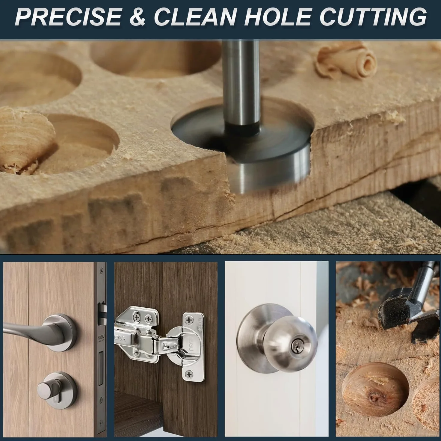 Set Punte Forstner per Legno 5 Pezzi 15/20/25/30/35 mm con Scatola in Legno – Punta Trapano per Fori Fondo Piatto – Punte per Cerniere Mobili, MDF, Compensato – Utensili Falegnameria DIY