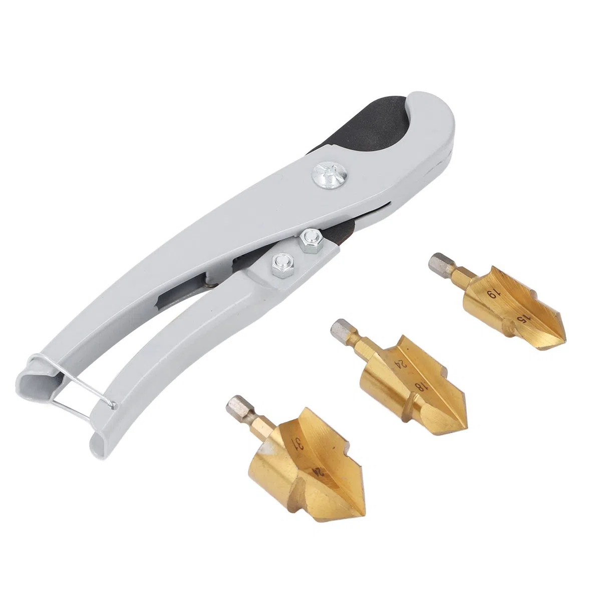 Kit 3 Pezzi Frese Svasatrici PPR per Tubi Idraulici in Plastica con Tagliatubi Rapido – Punte a Scalino 1531mm per Riparazione e Allargamento