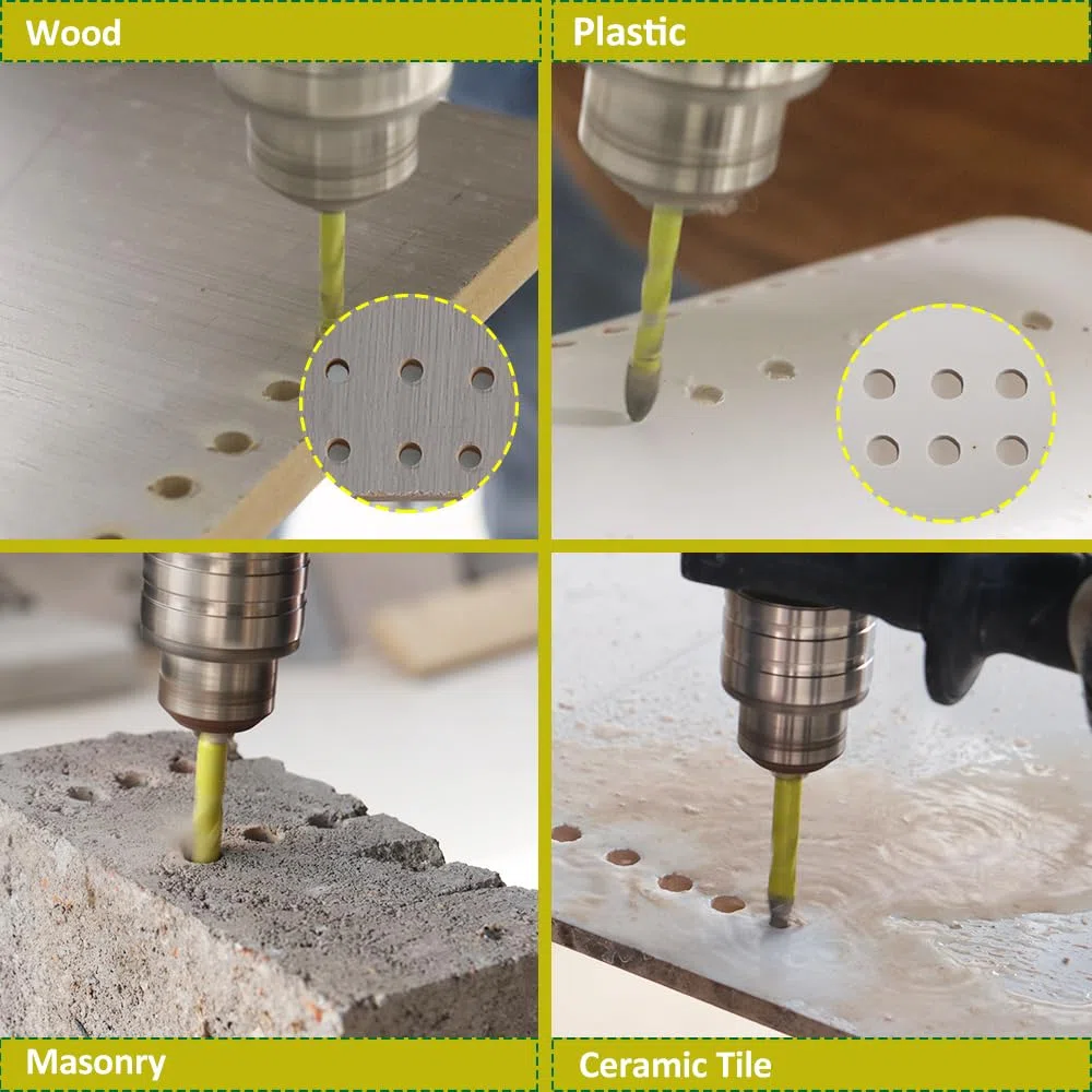 Set di Trapano Eccentriche - Set Punte in Carburo per Legno Plastica Muratura Piastrelle di Ceramica Calcestruzzo Marmo 10pezzi 8mm, Codolo Esagonale a Cambio Rapido