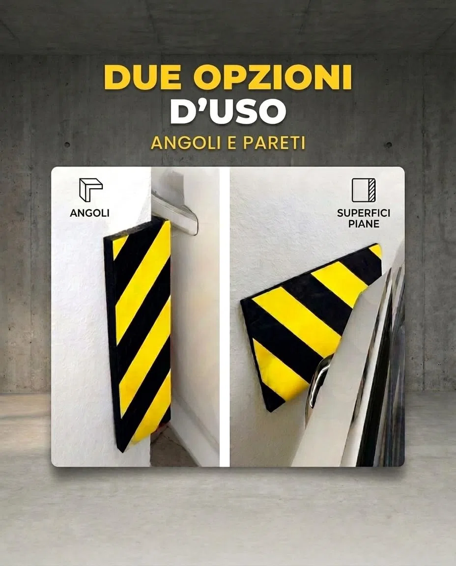 6 unità Paracolpi Garage | Paracolpi Garage Auto da Muro | Protezione Muro | Autoadesivo | Protettore per Parcheggi | Evita Urti e Graffi | Dimensioni 40x15x2 cm (6, Giallo e nero)