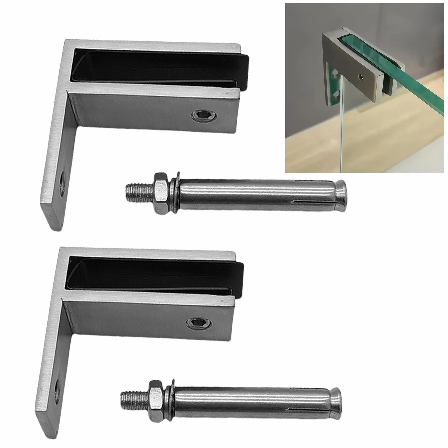 Morsetto per Recinzione in Vetro in Acciaio Inox 304 - Fissaggio per Recinzione in Vetro per Ringhiera di Scale - Balustrade in Vetro per Balcone, Giardino, Terrazza (90 Gradi Contro il Muro