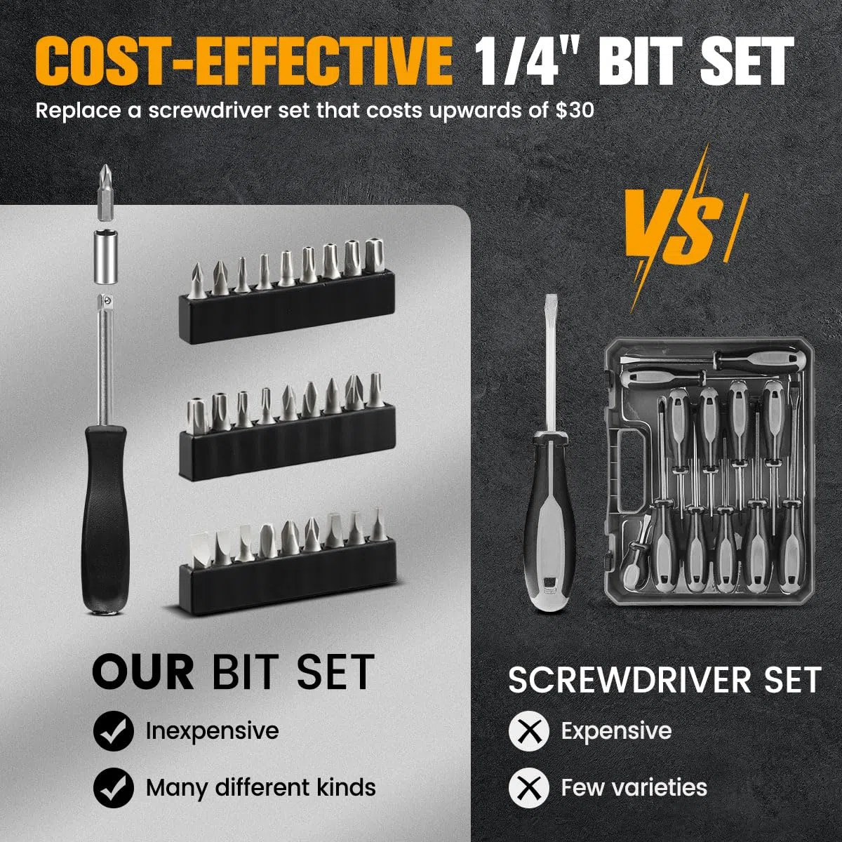Set di chiavi a bussola da 197 pezzi, 1/4" e 3/8" e 1/2", set di chiavi a bussola metriche con cricchetto a 90 denti, riparazione auto e bici con custodia resistente