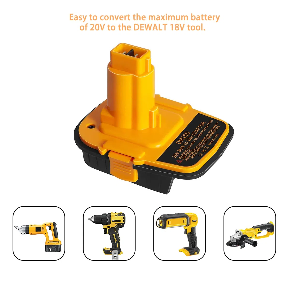Adattatore batteria DM18D con USB, compatibile con strumenti Dewalt 18V. Converti per DeWalt 20V e per batteria al litio Milwaukee M18 a utensili a batteria NiCad e NiMh