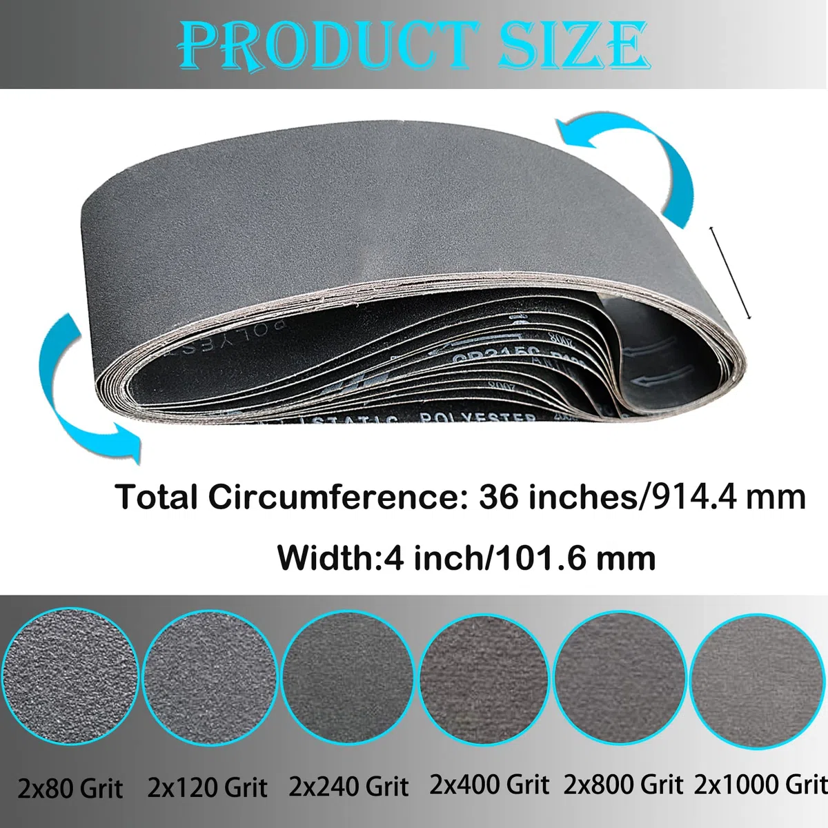 12 strisce abrasive in carburo di silicio, 10 x 91 cm, grana 80, 120, 240, 400, 800, 1000, per affilare coltelli e lavorare metalli