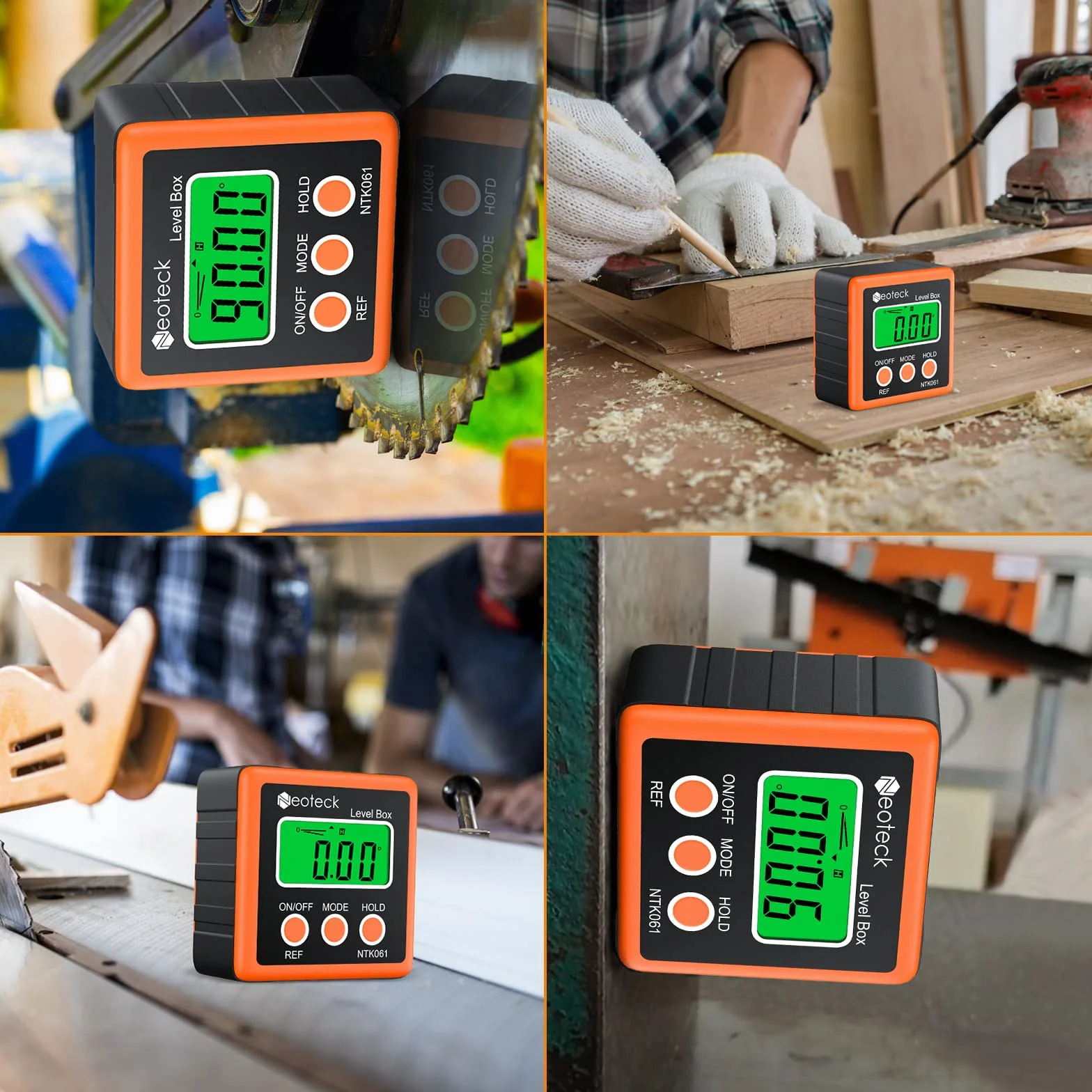 Neoteck Angle Finder Digitale/LCD Goniometro Inclinometro Impermeabile Digitale/Bevel Box Livello Misuratore Angolo Magnetico Auto Spegnimento - Colore Arancione