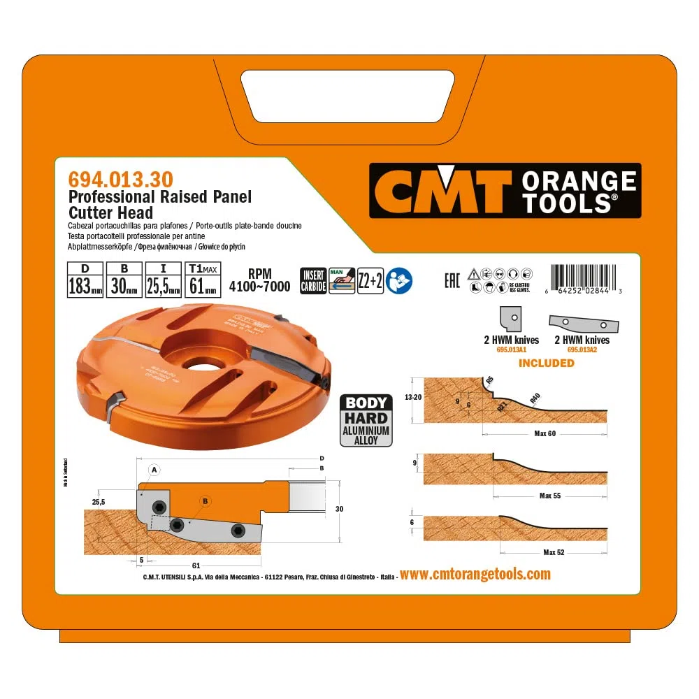 CMT 694.013.30 TESTA PER ANTINE PROFILO ORIZZONTALE HW Z2+2 D=183X30X30