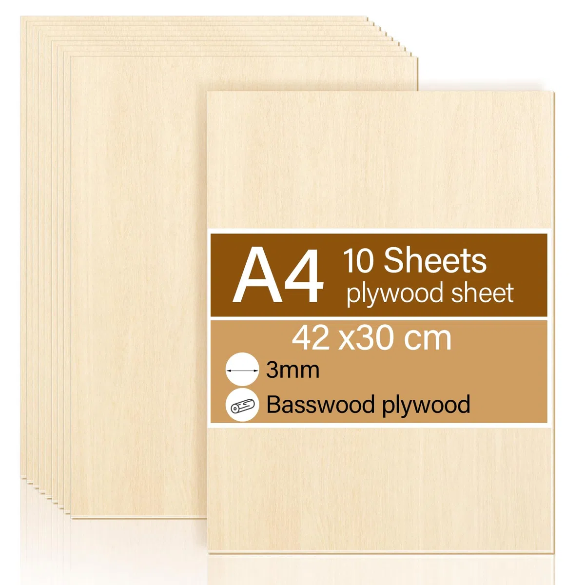 10 pezzi di compensato, pannello di tiglio A3 da 3 mm, compensato 42 x 30 cm, adatto per modellismo, fai da te, taglio laser, pirografia
