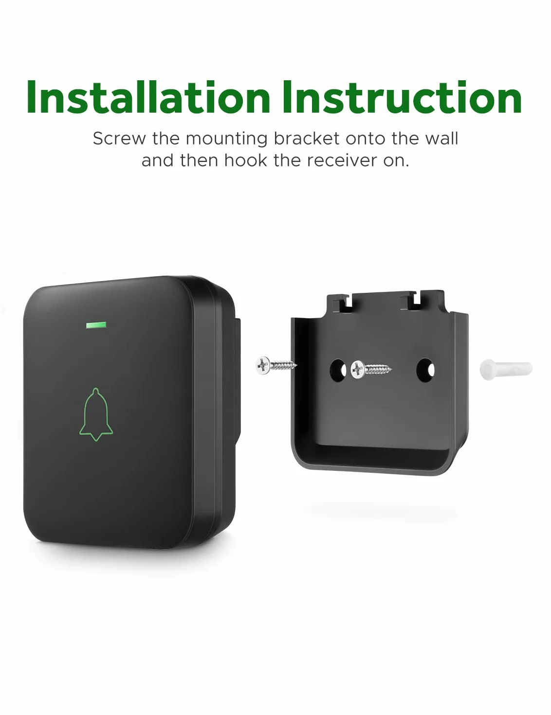 AVANTEK, campanello senza fili a batteria, mini campanello senza fili 300 m, impermeabile IP65, 52 melodie su 5 livelli di volume con indicatore LED, BA-11