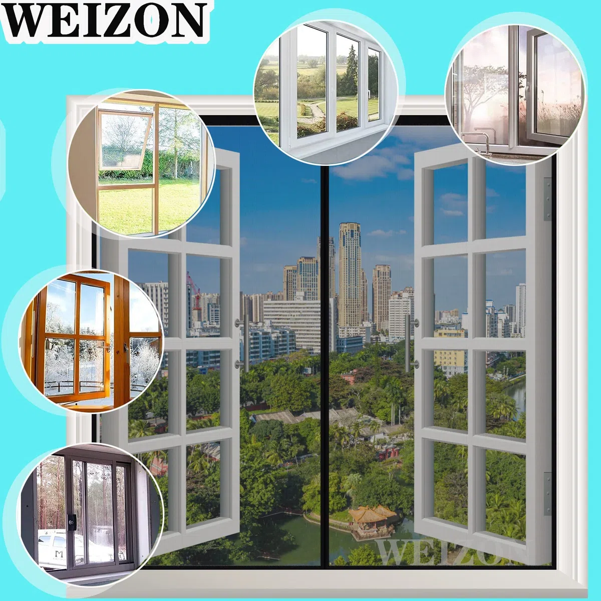 Zanzariera Magnetica Finestra 120x130cm Nero Zanzariere Magnetiche Chiudi Automaticamente Rete Anti Insetti per Porta Finestra Balcone Soggiorno