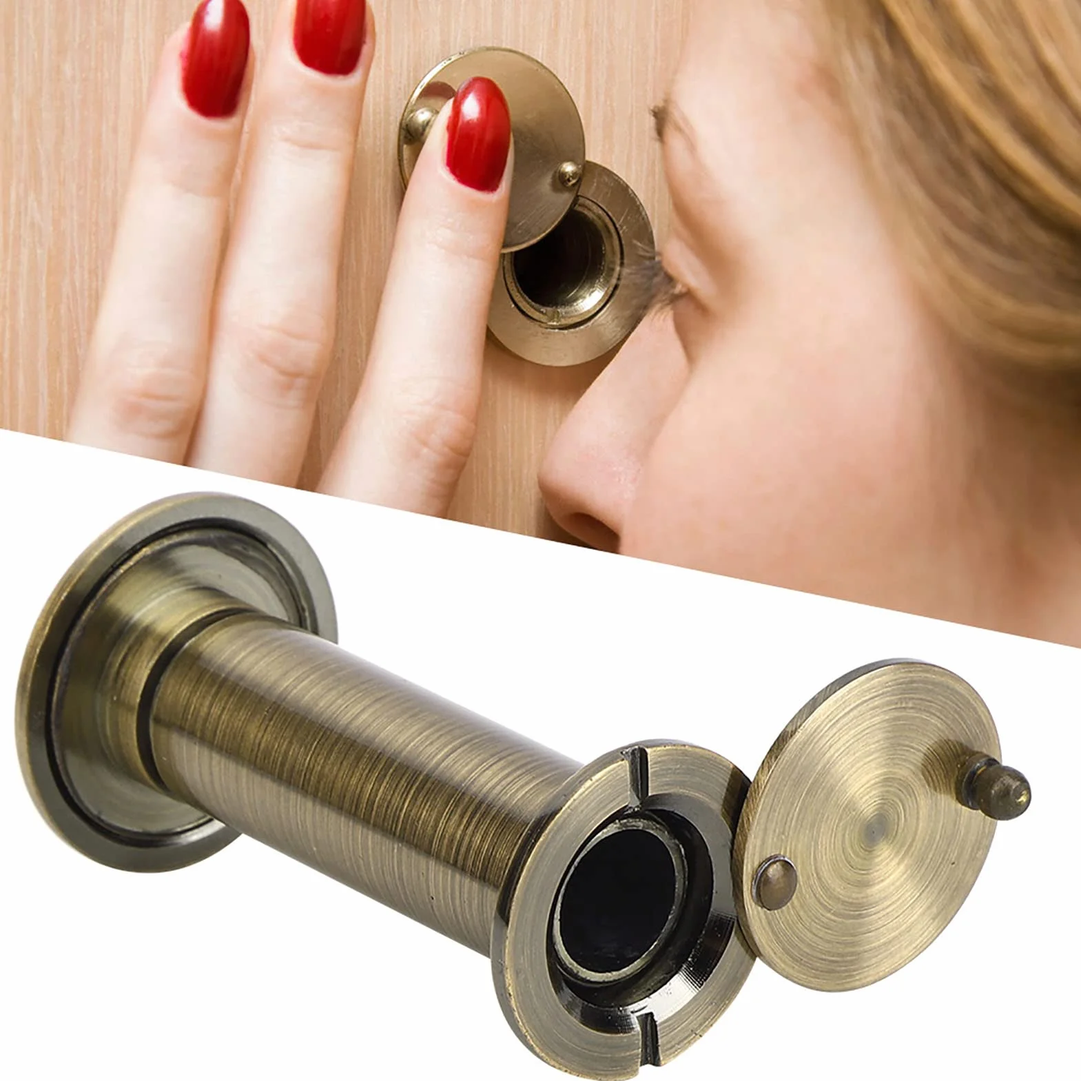 Ymiko Spioncino Porta Blindata con Angolo Visivo 220 Gradi per Spessore 55-90 mm, Copertura Rotante Antintrusione per Casa, Ufficio, Hotel