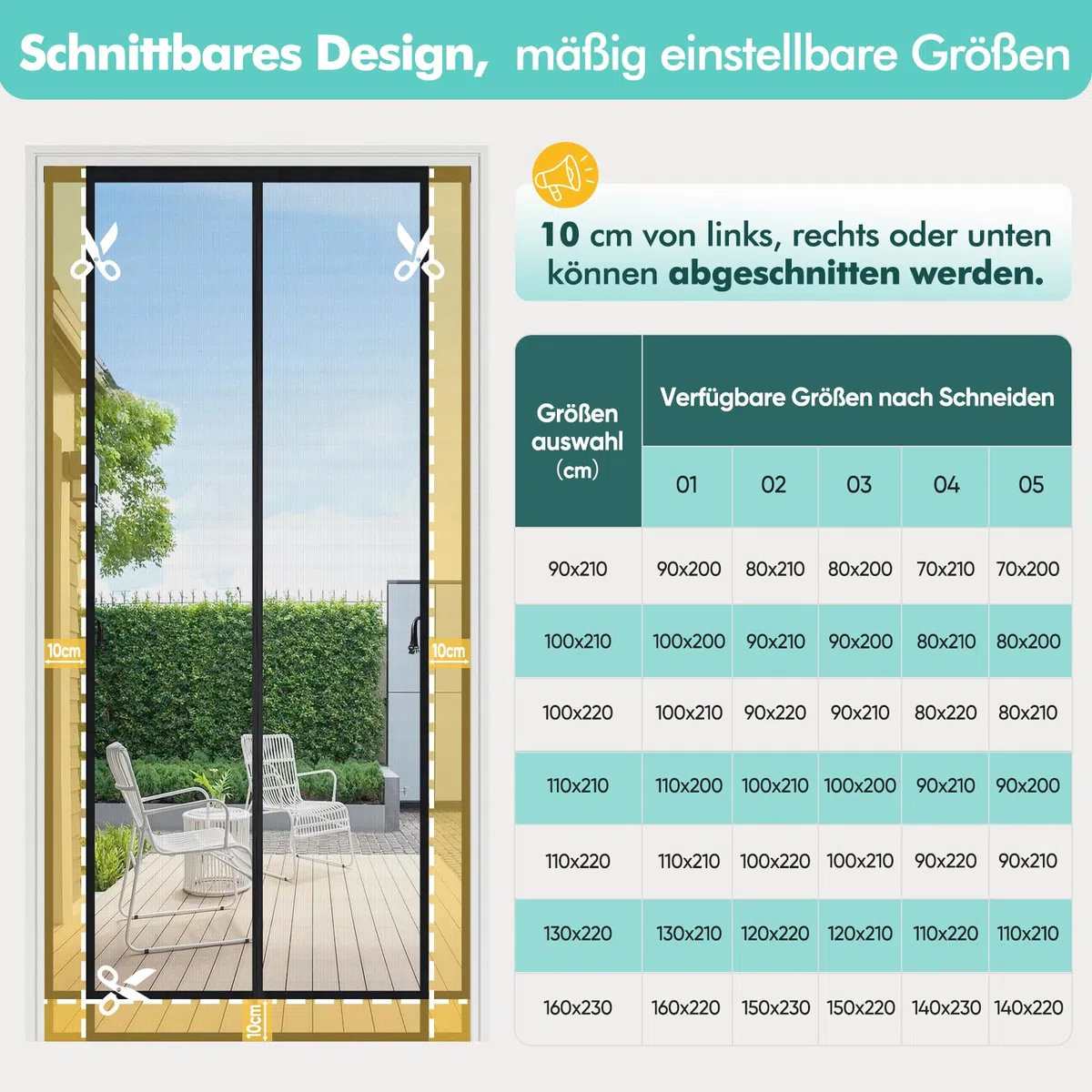 Sekey Zanzariera Magnetica Porta Finestra Regolabile- Cinghie a Clip Cucite Doppio Lato| Senza Traforare| Nastro adesiva 4cm in Cima, Insetti Protezione per Balcone 120 x 220 cm