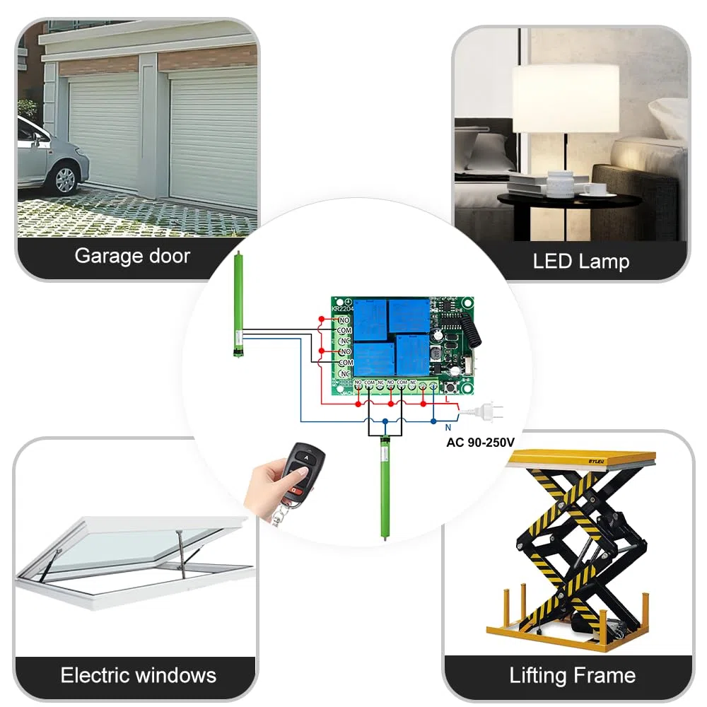QIACHIP Interruttore di Telecomando remoto senza fili 4 canali 10A 433Mhz RF ricevitore relè con 2 trasmettitori AC 220V 230V per motore porta garage luce tenda elettrica