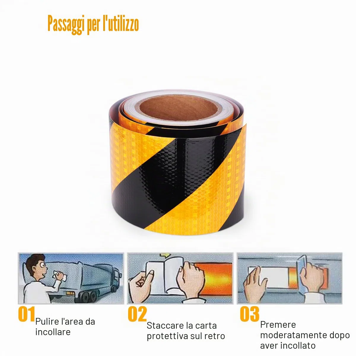 Nastro riflettente giallo e nero 10,2 cm x 33ft impermeabile nastro adesivo adesivo di sicurezza nastro di avvertimento evidente per veicoli, auto, rimorchi, esterni