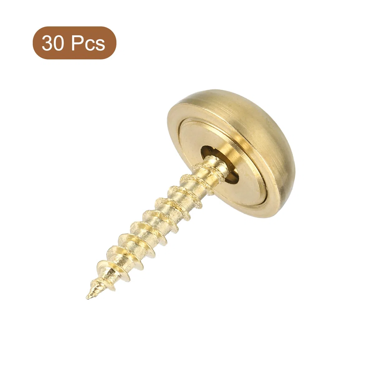 QUARKZMAN 30pz Viti Decorative Ottone Tono Oro, 15mm x 24.5mm (Head: 6mm), M4, Piatta, Completamente Filettato, 1.25mm Pitch, 30 Pezzi