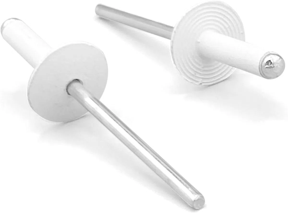 250x Rivetti in Alluminio Bianchi Testa Larga 4,8 x 18 mm | Rivetti Pop per Lamiera Plastica Carrozzeria | Scatola 250 Pezzi