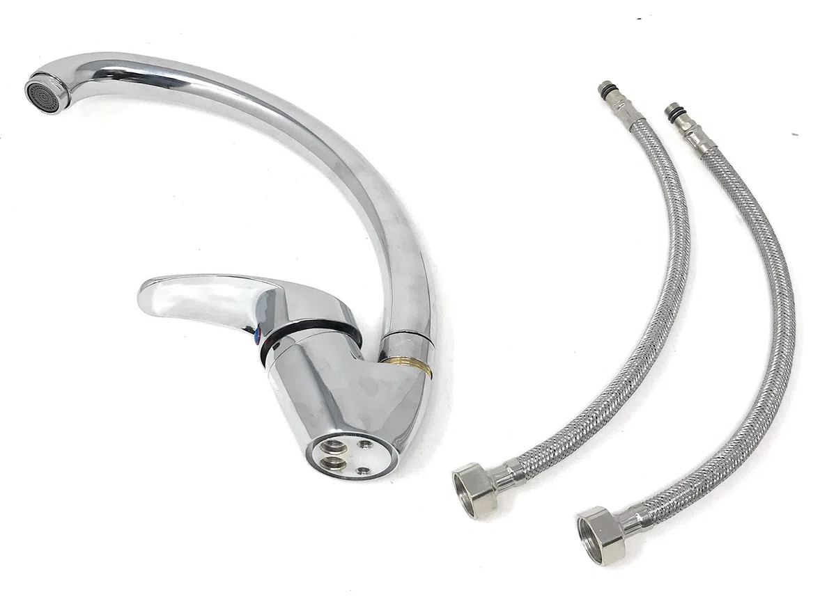TEMPO DI SALDI Rubinetto Per Lavello Cucina Miscelatore Canna Alta Ottone Cromato Mono Comando
