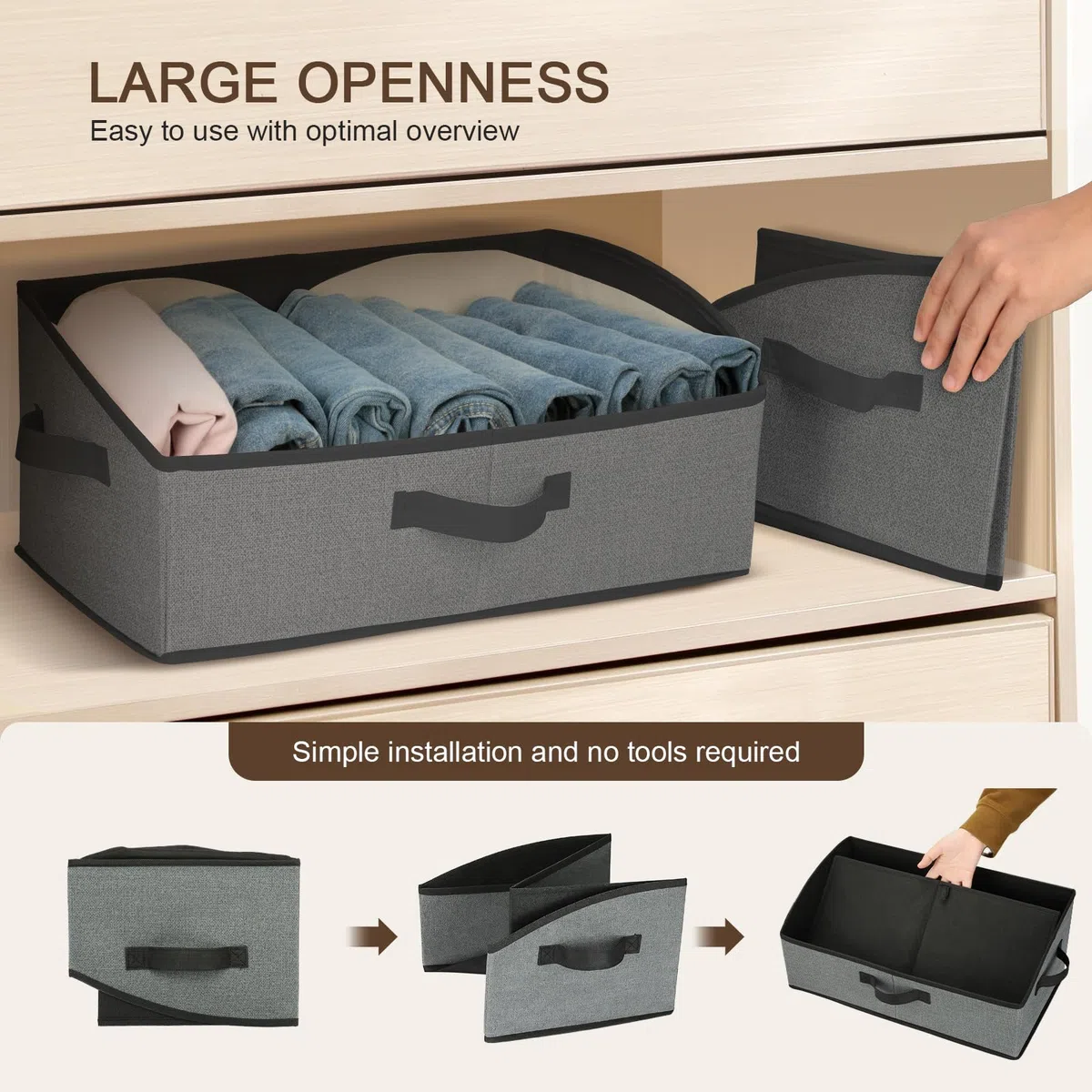 Cozary Scatole Portaoggetti 28L,Set di 2 Cubo Portaoggetti Pieghevole in tessuto 50x28.5x20cm, con Maniglia,Grande Contenitore per Vestiti,Armadio,Giocattoli, libri e Guardaroba