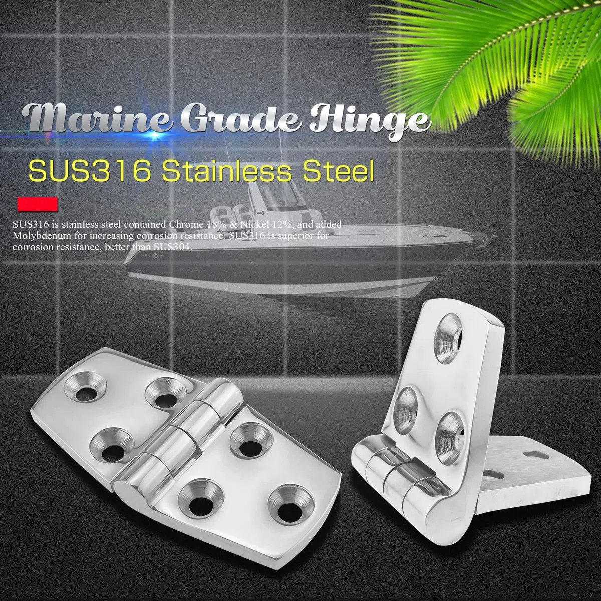 Marino Monte Cardini della Porta Acciaio Inossidabile Cerniera per Boccaporto Hardware Robusto Cerniera per Barche Ponte Consiglio dei ministri SUS316 2pcs 38 mm x 76 mm
