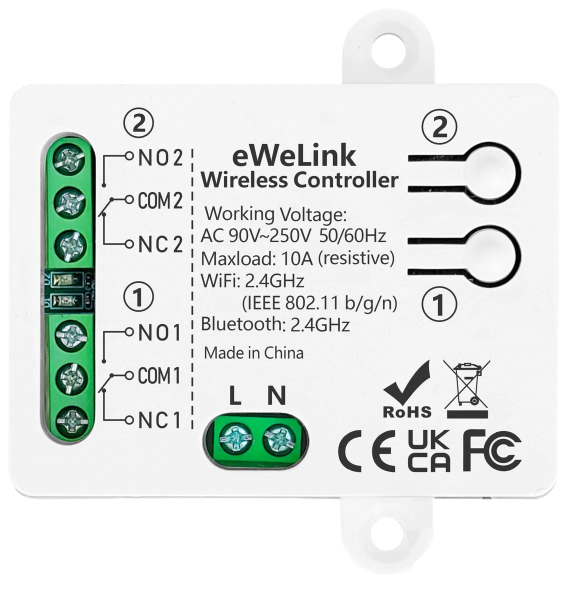 DieseRC Interruttore Intelligente Wi-Fi 2 canali Modulo Relè di Uscita Passivo AC 90V-250V 220V Controllo WIFI APP Ewelink compatibile con Alexa/Google Home, interruttore a impulsi/autobloccante