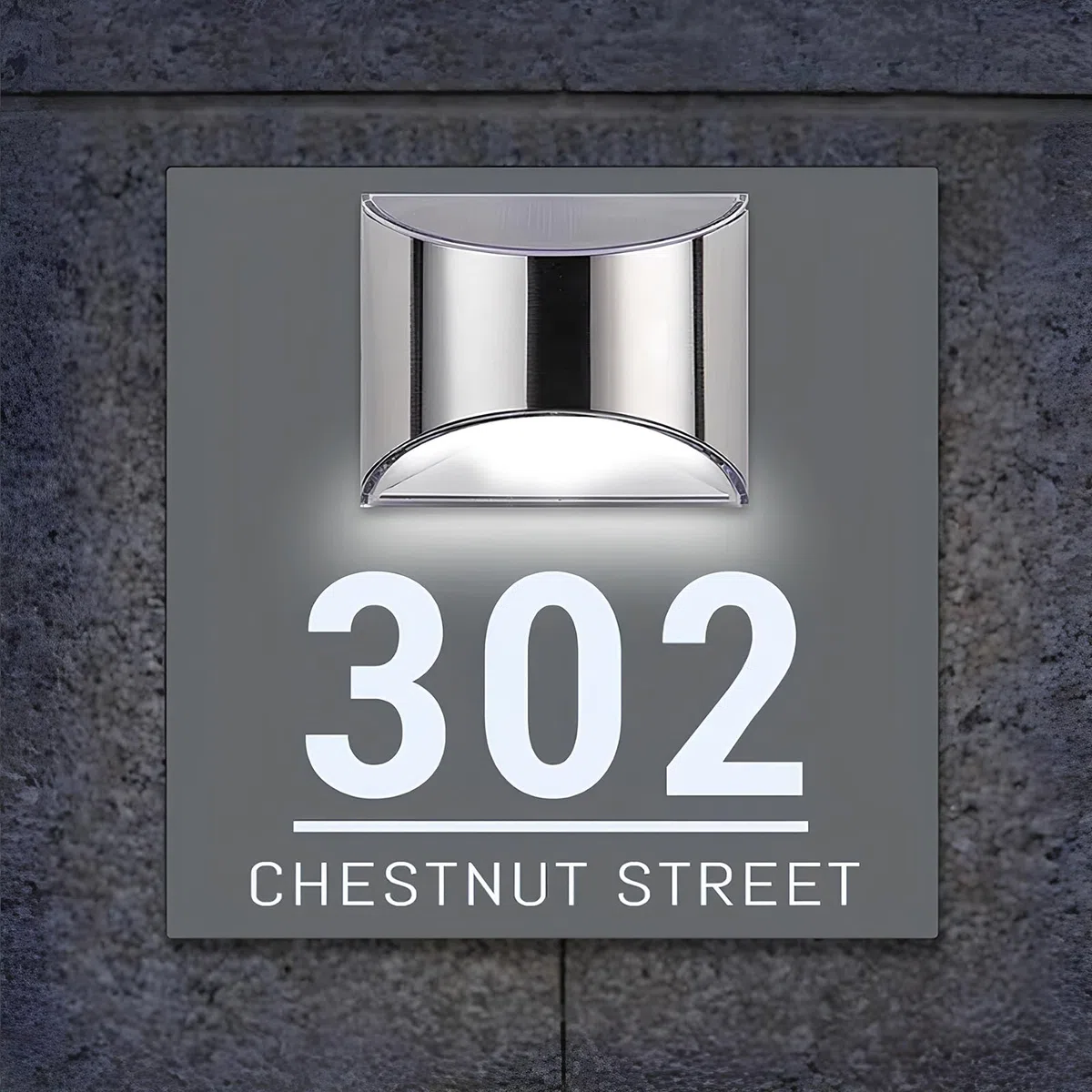 BeNsil Numero Civico Esterno Personalizzato, Personalizzabile con LED Solare,Retroilluminata,Numeri Civici,Indirizzo,Numero Civico Esterno Moderno
