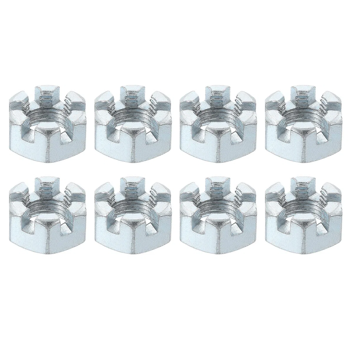 QUARKZMAN 9/16-18 Dado Esagonale Scanalato UNF, Grado 6.8 Dadi Esagonali in Acciaio al Carbonio Zincato Adatti per Riparazioni Meccaniche, Argento, 8pz