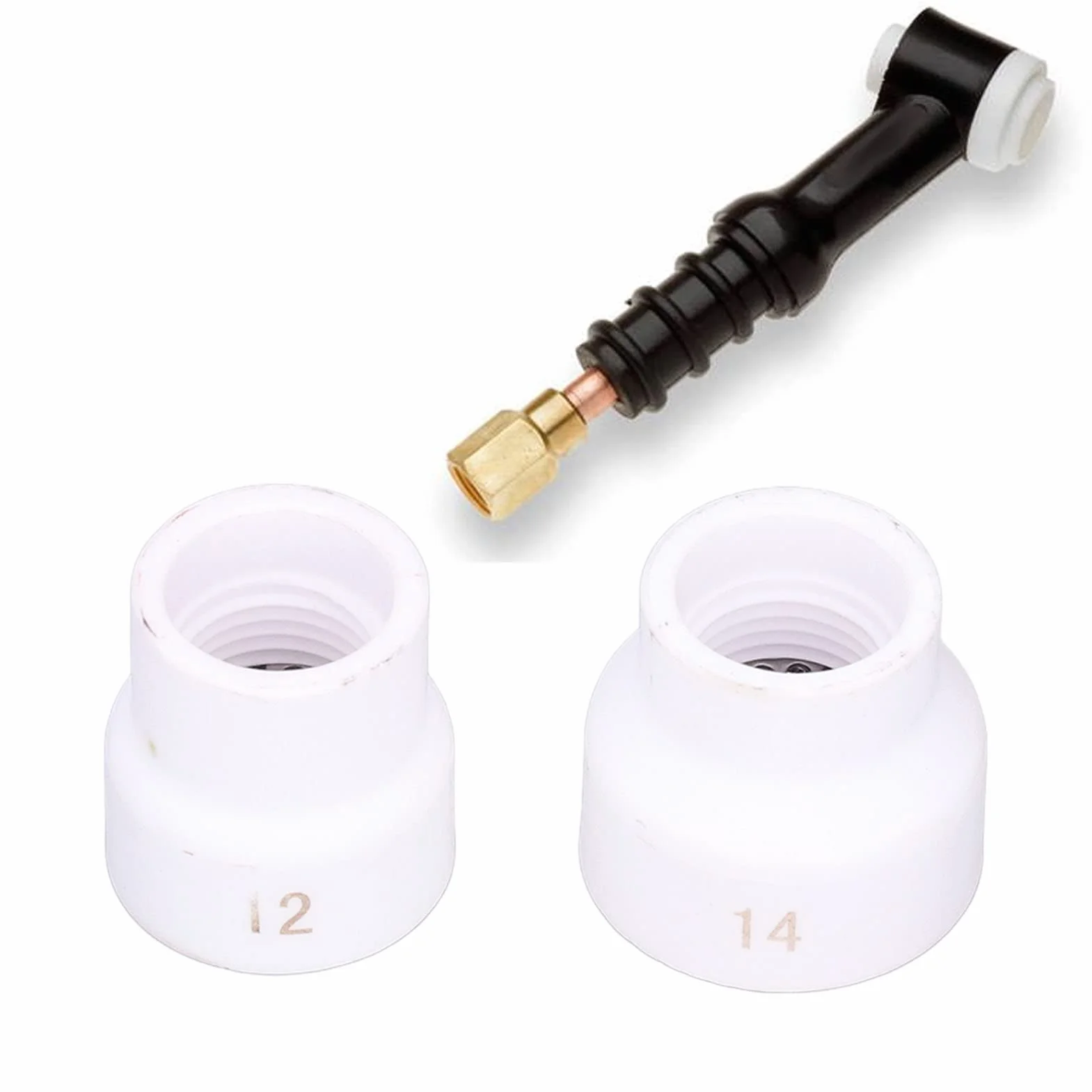 2 Pezzi Tazza per Saldatura TIG, Tazza per Saldatura in Ceramica 12#/14# Kit di Accessori per Ugelli in Ceramica per WP9/17/18/20/25/26 (Bianco)