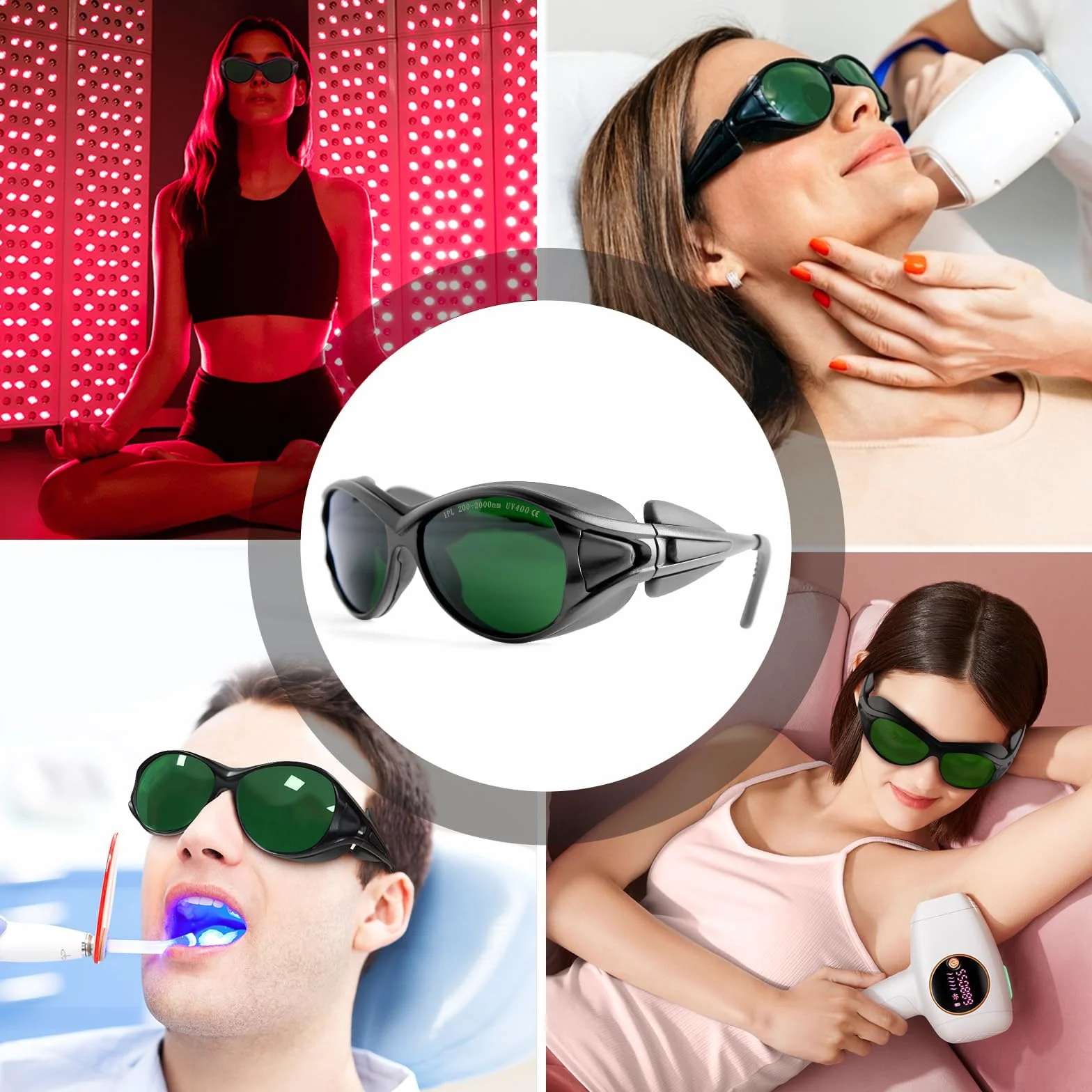 MCWlaser IPL Occhiali Protezione Laser degli Occhi per Depilazione, IPL 200nm-2000nm Occhiali Protettivi UV400 Occhiali abbronzanti Cosmetologia Protezione degli Occhi
