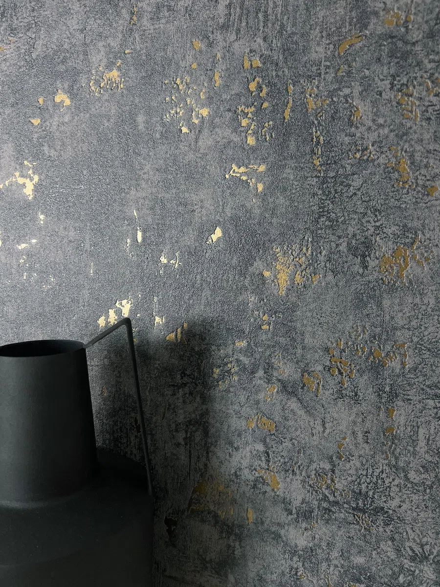 NEWROOM carta da parati Antracite Calcestruzzo Tessuto non Tessuto - Moderno Oro Cemento Metallico Industriale
