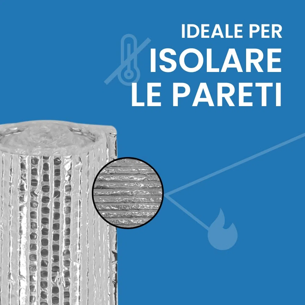 IMBALLAGGI 2000 - Pannelli Termoriflettenti per Termosifoni 1x7M/7mq, 1 Rotolo + Nastro Biadesivo, Pannelli Isolanti Termici per Interni, Porte Finestre Pavimenti Tetti, Isolante Termico Impermeabile