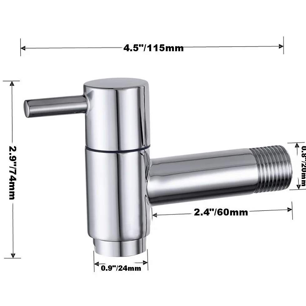 Rubinetto Montato a Parete in Ottone Cromato per Giardino Esterno, Balcone, Mocio, Lavello, Rubinetto per Acqua Fredda, Rubinetti per Bagno e Lavanderia