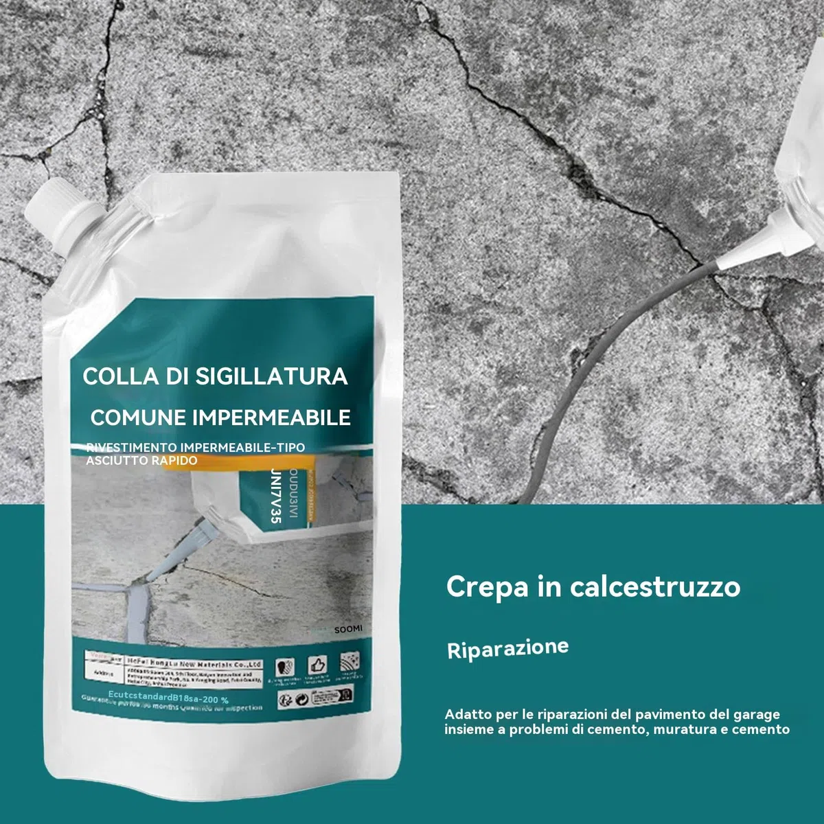 Riempitivo Per Crepe In Calcestruzzo,Sigillante Per La Riparazione Di Crack In Cemento,500Ml Di Sigillante Per Riparazioni,Colla Calacciatura Impermeabile,Colla Per Calafataggio Ad Asciugatura Rapida