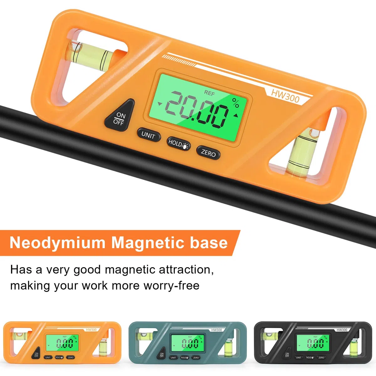 Goniometro digitale magnetico misura assoluta e relativa conversione angolare e inclinometro versatile Clinometro LCD con retroilluminazione