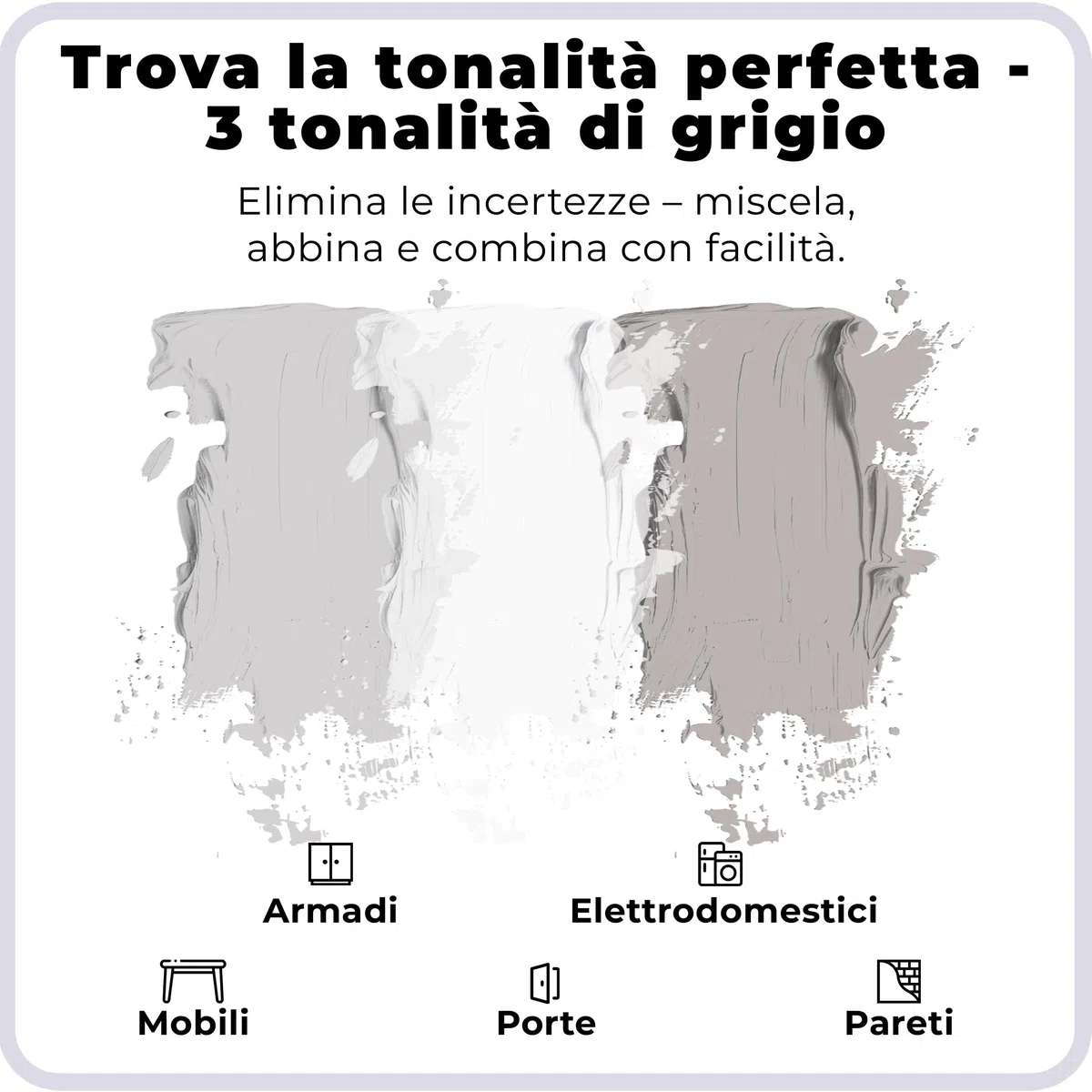 spot. Vernice per ritocchi – finitura opaca, ad asciugatura rapida, perfetta per armadi, pareti, finestre, porte e riparazioni di mobili, set di 3 colori si adatta al 90% di tutte le superfici (grigio