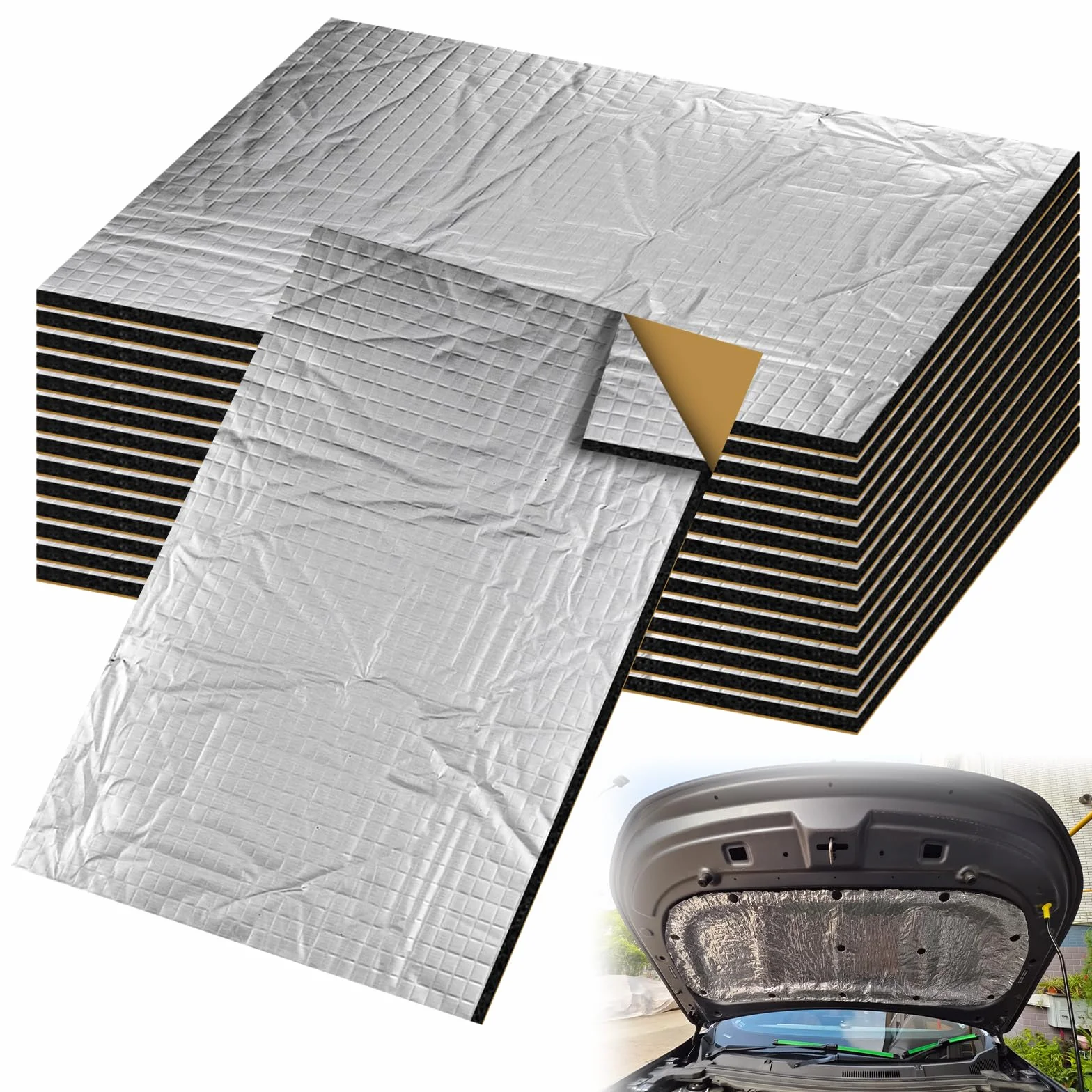 15 Pezzi Piastre in Alubutile Tappetino Isolante, 250*180*5mm Tappetino Isolante Autoadesivo, Isolazione Ignifugo Impermeabile Antirumore per Protezione Acustica e Isolamento Termico in