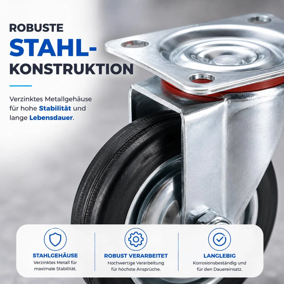 Wheels - 4 ruote per il trasporto, portata 400 kg, ruote girevoli con freno, ruote per carichi pesanti da 75 mm, ruote con freni, ruote per mobili pesanti (4 ruote girevoli con diametro di 7,5 cm)