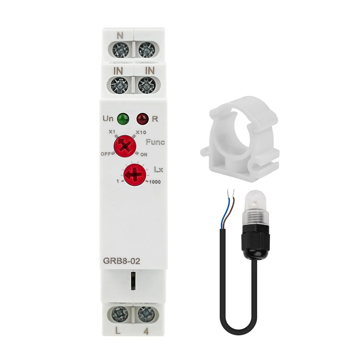 BuyWeek GRB8-02 Relè di Controllo Luce Relè Sensore Luce Montato Su Guida Timer Interruttore Luce Scala Ac 110 V-240 V, Interruttore Automatico, Sensibilità Alla Luce 1-1000 Lx/10-10000 Lx