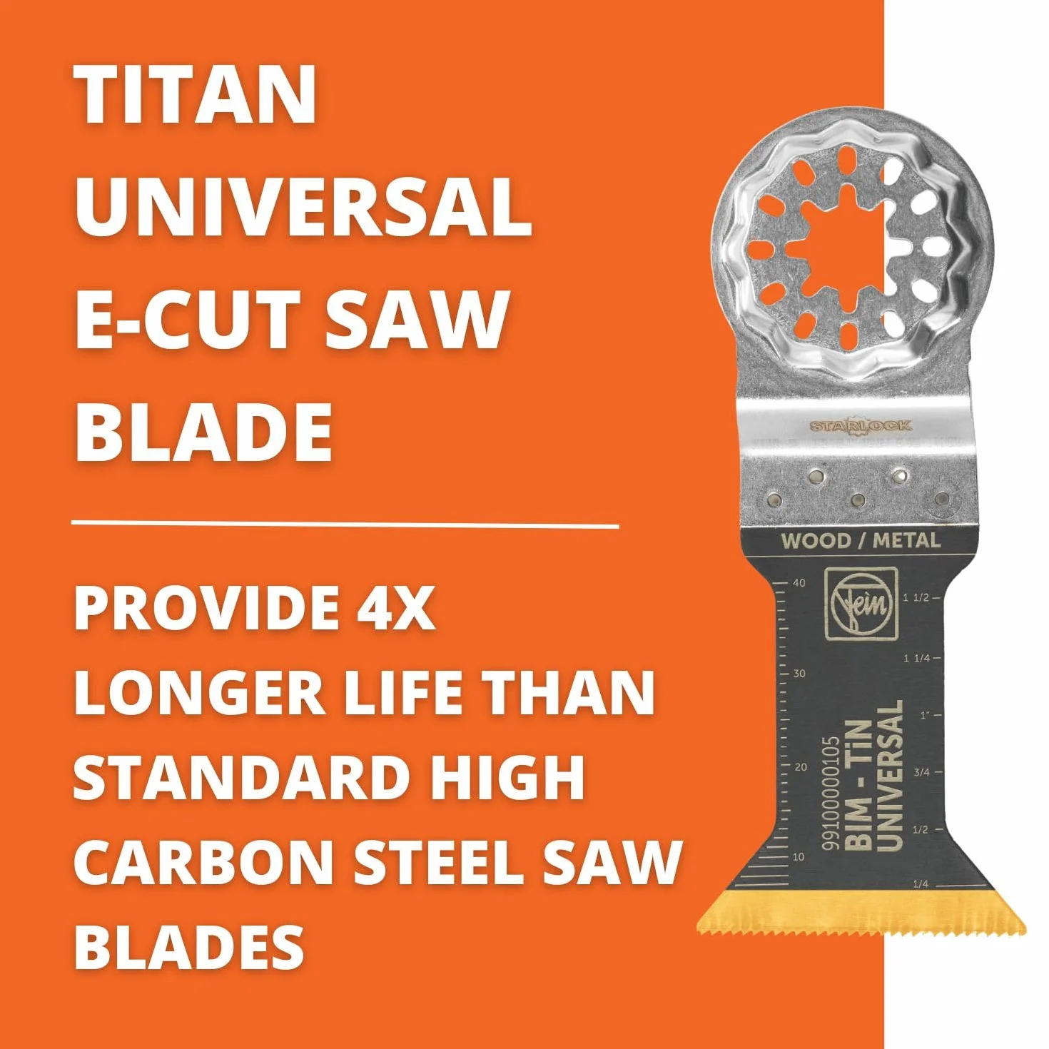 FEIN Lama E-Cut LongLife bimetallica di lunga durata, Lama da taglio in profondità, conf. 1 pz., Larghezza 44 mm, Lunghezza 55 mm, Attacco Starlock, Lama bimetallica rivestita in titanio.