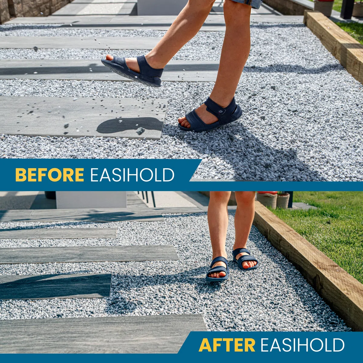 vuba EASIHOLD Rocks - Colla per Ghiaia in Resina da 3 Litri con applicatore per incollare Pietre, Corteccia e Ghiaia su Bordi, Cortili e vialetti di Giardino. Dura Fino a 3 Anni, Non tossico.