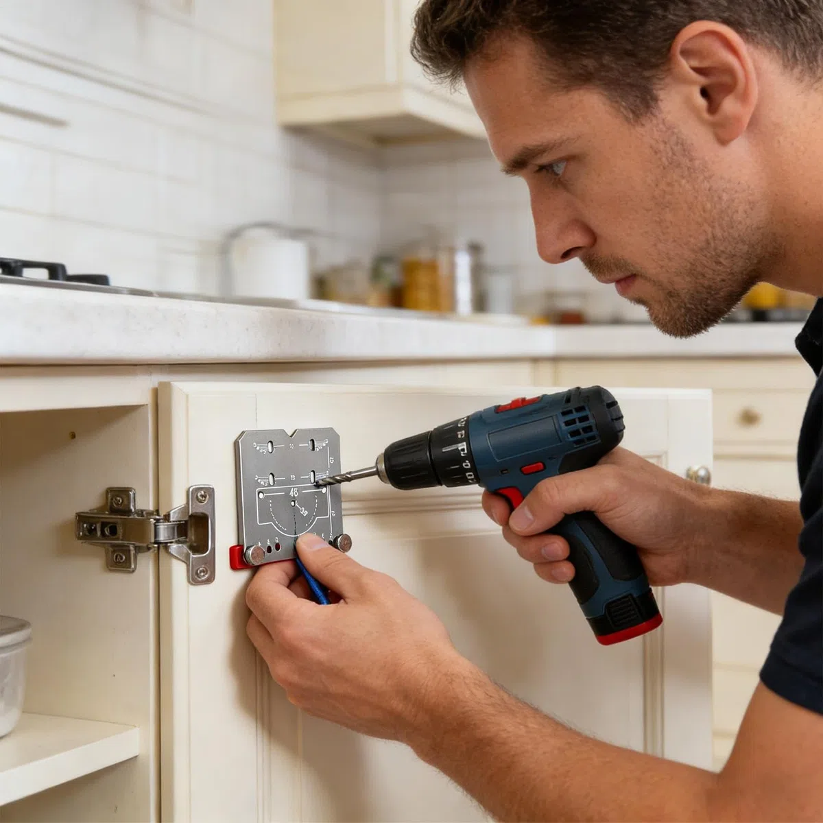 Maschera Di Montaggio Ante Mobili - Strumento Allineamento e Posizionamento Ferramenta | Guida Posizionamento Fori Cerniere - Per Mobili Casa Lavorazione Legno Cucina Armadio Cassetto