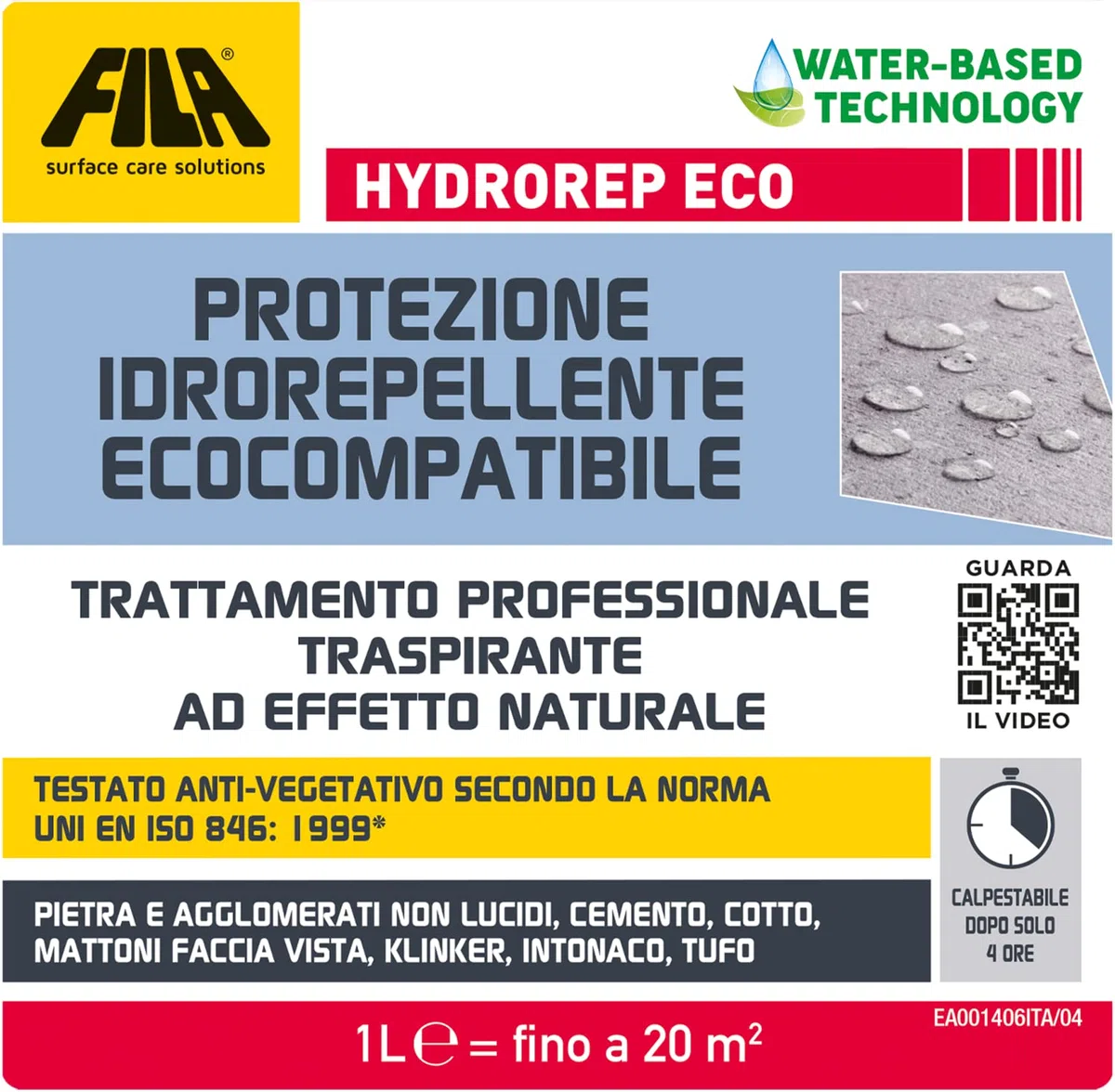 Fila Surface Care Solutions Hydrorep ECO Idrorepellente per Pietra e Cemento, Cotto, Mattoni Faccia Vista, Intonaco, Tufo e Agglomerati, 1 Litri