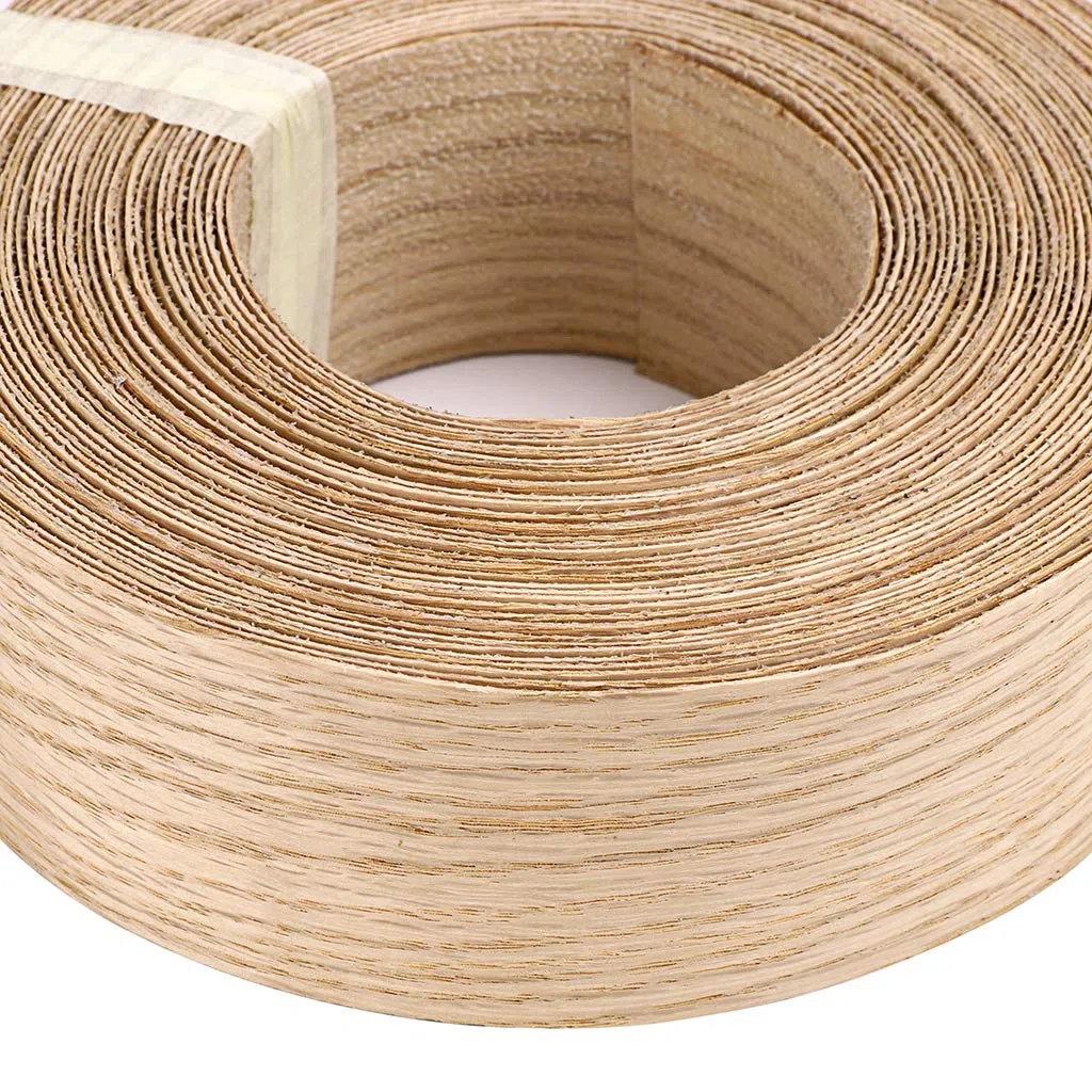 Skelang Legno impiallacciato, ferro su bordatura, nastro preincollato legno, per mensola, armadio, telaio porta, quercia rossa, 50mm x 15m