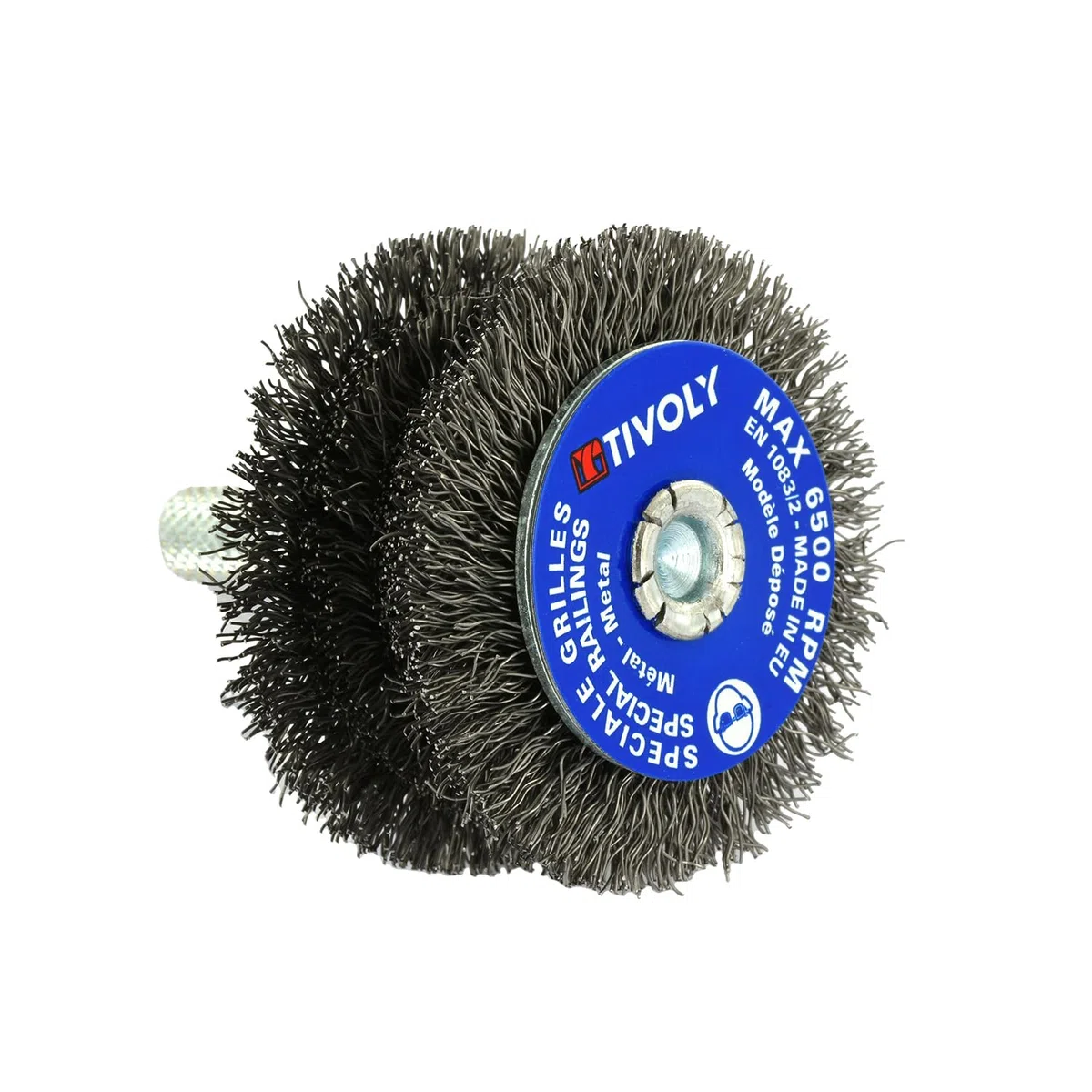 TIVOLY - Spazzola metallica in acciaio ondulato per trapano - Per sverniciatura di barre e tubi metallici Ø10-20 mm - Aggancio antirotazione