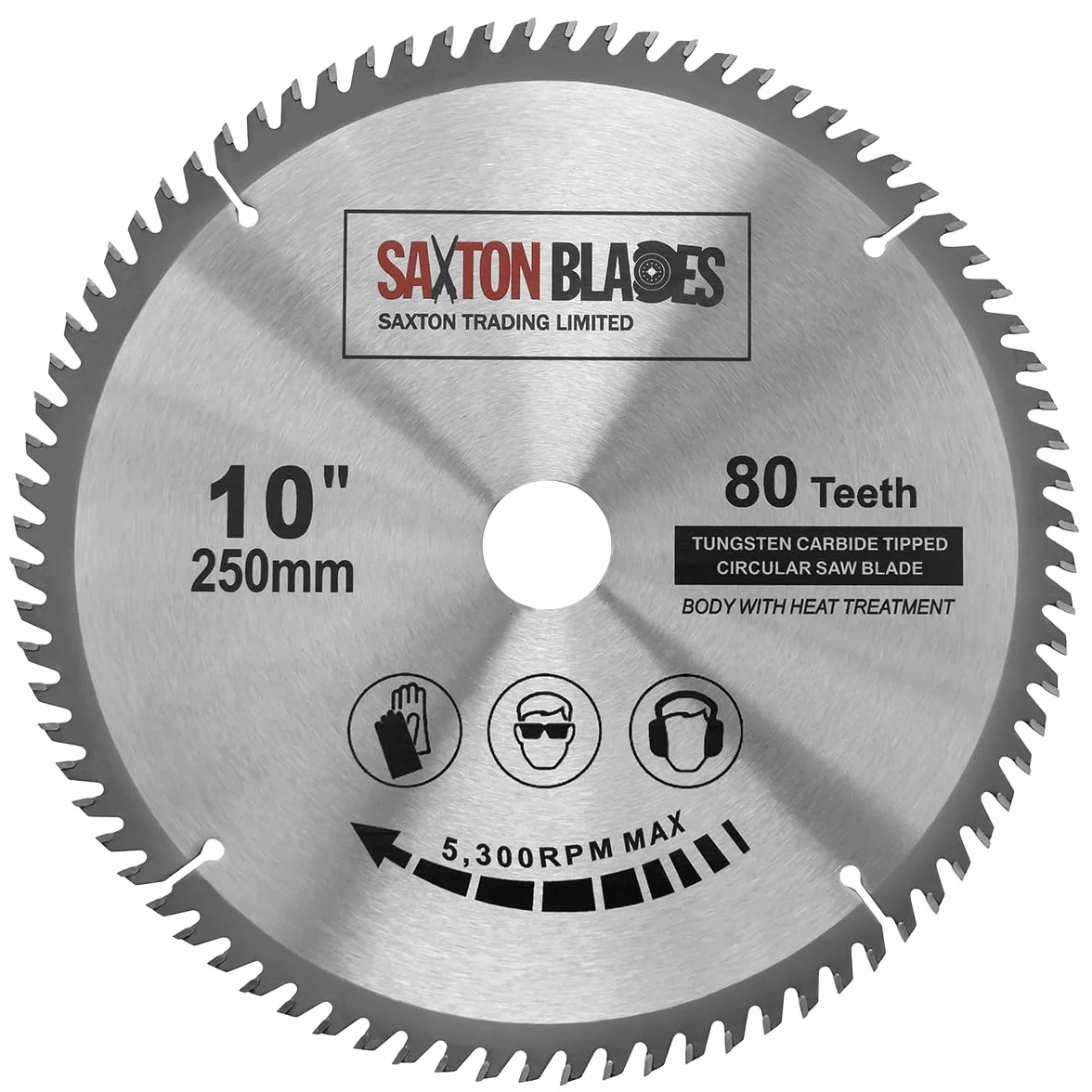 Saxton TCT Circular Lama per legno 250mm x 30mm x 80T compatibile con Bosch, Makita etc compatibile con 255mm saws