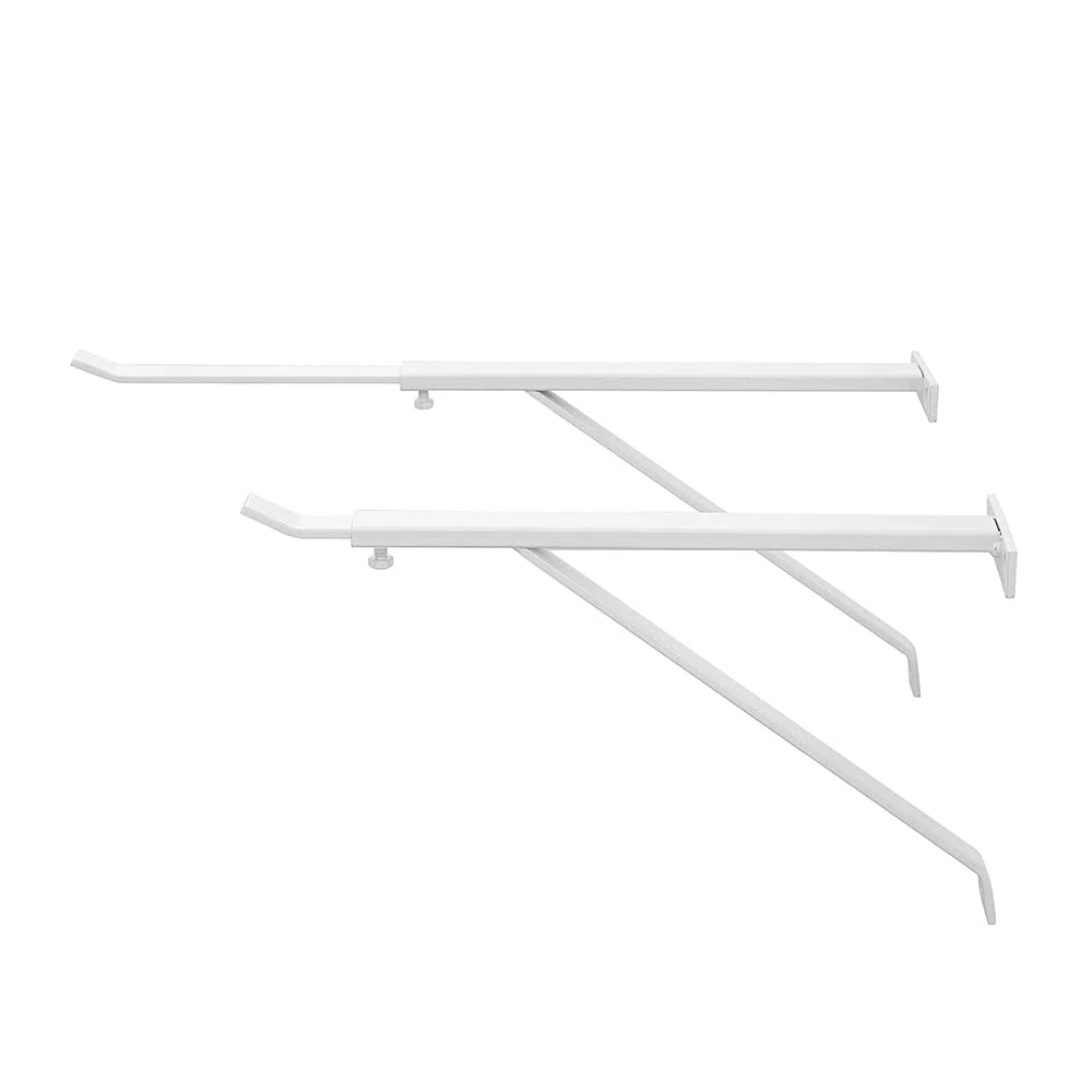 Coppia staffe per pilozzo e mensole a parete, regolabili da 28 a 46 cm, acciaio verniciato bianco (Lunghezza 28-46 cm)
