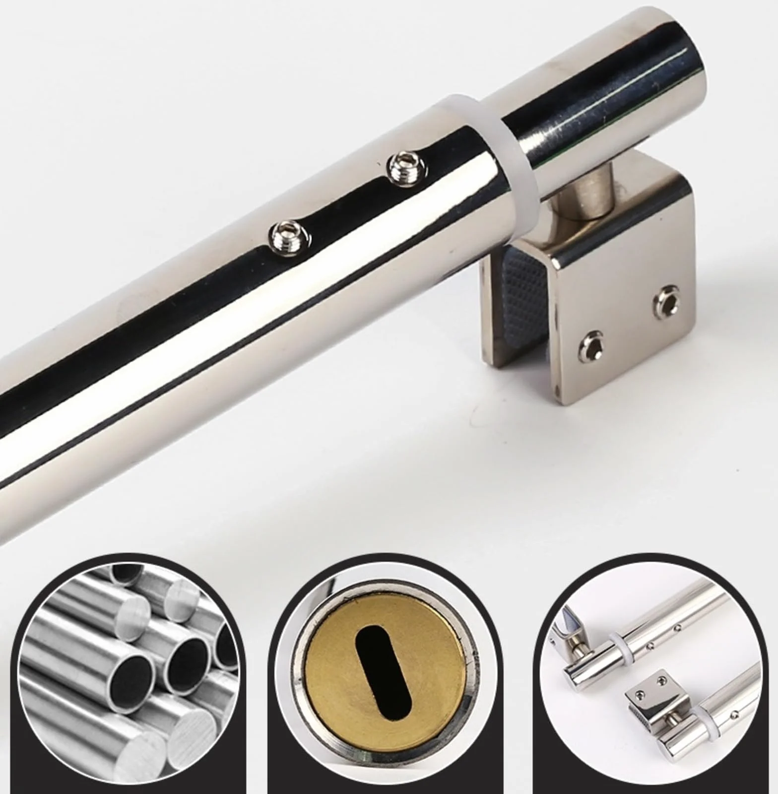 Barra di supporto per porta doccia in acciaio inox regolabile da 1.600 a 800 mm, 25 mm, compatibile da 8 a 12 mm