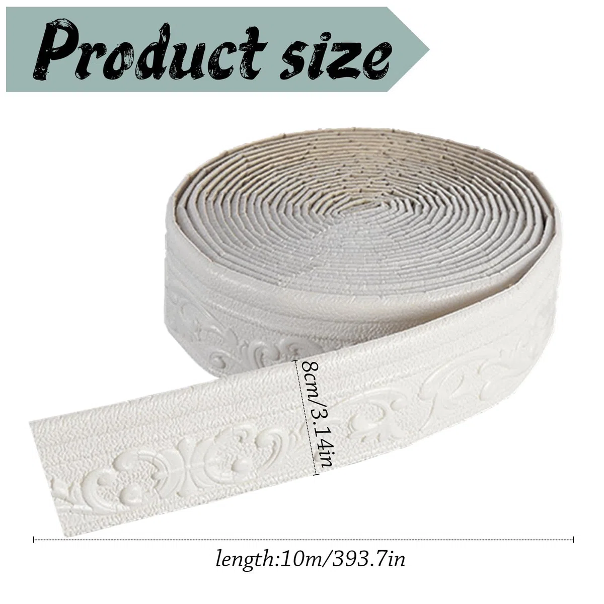 Modanatura Adesiva per Pareti, 7,8 cm x 10 m Greca Adesiva per Parete, Bordo Adesivo per Pareti, 3D Rimovibili Bordo per Carta da Parati per Cucina Bagno per Specchio Linee Murali (Bianco)